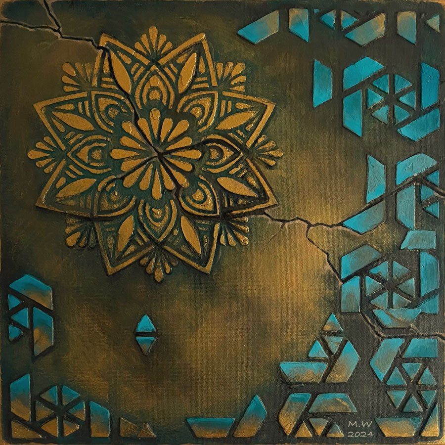 Hybrid heritage - 30cm x 30cm - acrylic & mixed media on canvas - 2024 - M. Wandawi