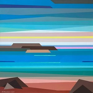 Abstract & geometric beach-scape - Acrylic on canvas - 50cm x 50cm - 2024 - M. Wandawi