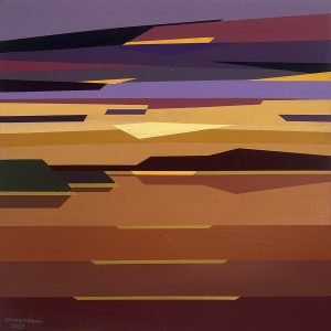 Abstract & Geometric Sunset-scape - Acrylic & on canvas - 40cm x 40cm - 2019 - M. Wandawi