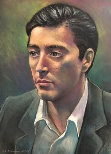 "Robert De Niro" portrait - Soft pastel on black Canson paper - A2 format - 2022 - M. Wandawi