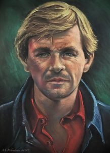 "Anthony Hopkins" portrait - Soft pastel on black Canson paper - A2 format - 2022 - M. Wandawi