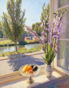 Window-with-fruits-voilates-outsideview